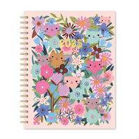 Orange Circle - Studio 2025 Agenda grand format à spirales Chats dans des jardins - 11 po x 8,50 po - Couleur assortie-Entièrement colouré et incluant une page d'autocollants