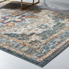Modway - Tribute Médaillon floral vintage vieilli Diantha Tapis de comédie 8 pi l x 10 pi L - Multicolore-Dessous en caoutchouc de prise
