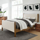 Modway - Maven Taille reine Tissu tapis Lit de plateforme, Noyer d’ivoire-Tissu en tissage à bruyère