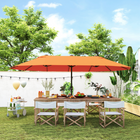 Outsunny - Parasol de patio extra-large double face avec double auvent et manivelle - 15 pi - orange-Solidité et durabilité supérieures grâce au mât en acier résistant à la rouille et aux 12 baleines en acier
