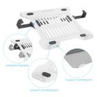 ShoppingAll Support pour ordinateur portable VESA pour bras et supports de moniteur - Blanc-[CLAMPS ADJUSTABLES] La pince réglable permet de fixer des ordinateurs portables de tailles différentes et d'éviter qu'ils ne se déplacent. De plus, les bloqueurs de sécurité et le tapis antidérapant sur la surface du plateau maintiendront votre ordinateur portable en place.