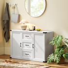 HOMCOM - Buffet moderne 47 po avec tiroirs et portes de rangement - grain de bois blanc-Fabriqué en panneau de grade P2, cette unité stable peut supporter jusqu'à 231 lb