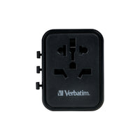 Verbatim - 20W Adaptateur de voyage universel - 3,50 po l x 2,20 po l x 4,10 po H  - Noir-Utilisation internationale dans plus de 180 pays