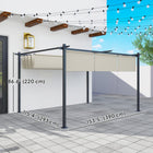 Outsunny - Retractable Pergola Canopy avec store à enrouleur - 10 pi x 12 pi - beige-La structure en métal avec revêtement en poudre ajoute de la robustesse, rendant la pergola solide et durable 