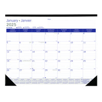Blueline - 2025 Calendrier sous-main mensuel DuraGlobe - 17 po x 22 po - Bilingue-12 mois: janvier 2025 à décembre 2025