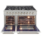 Kucht - 48 po Série KNG Cuisinière Pro Style au gaz propane - Acier inoxydable/Blanc-Allumage électronique avec rallumage automatique réduisant les risques de fuites de gaz pour plus de sécurité