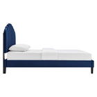 Modway - Daisy Performance Velvet Lit de plateforme complet, Marine-Système de soutien en lattes de bois