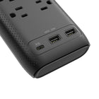BlueDiamond - Parasurtenseur à 8 prises avec USB-C/USB-A - Cordon de 8' - Noir-Charge rapide avec USB-C PD : Chargez votre ordinateur portable ou votre appareil mobile de manière fiable avec 30 W de livraison de puissance (PD) grâce au port USB-C dédié