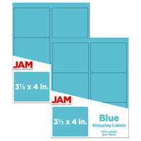 JAM Paper Étiquettes adresse pour le courrier, 4 x 3 1/3 po, bleu lune Astrobright, 240/pqt-9,6 onces