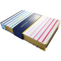 Emily Ley - Cahier de notes 250 feuilles, 7-3/4 po x 5-7/8 po – Rayures Heureuses-Couverture rigide robuste avec des accents dorés sur le motif Happy Stripe