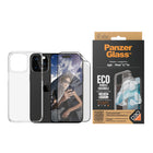 PanzerGlass - Bundle avec HardCase et Matrix Glass pour iPhone 15 Pro Max - Transparent-Le revêtement antibactérien tue jusqu'à 99,99 % de toutes les bactéries de surface courantes
