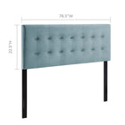 Modway - Emily Biscuit Touffé Performance Velvet Tête de lit King, Bleu clair-Sellerie en velours en polyester