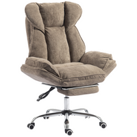 HOMCOM - Fauteuil de bureau inclinable grande taille et robuste avec repose-pieds - brun-Chaise de bureau inclinable de 90 à 145° avec repose-pieds, adaptée au travail ou à la détente
