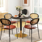 HOMCOM - Table à manger ronde avec plateau effet marbre pour cuisine - noir-Patin antidérapant pour maintenir la stabilité et éviter les rayures au sol 
