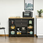 HOMCOM - Buffet 47,25 po L avec 2 tiroirs et 4 portes - brun-Fabriqué en MDF, bois d'hévéa et verre trempé pour plus de stabilité 