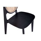Manhattan Comfort - Lot de 2 chaises de salle à manger Versailles 18,5 po au style industriel chic, dossier rond, noir et cannage naturel-20,28 po L x 22 po l x 34,65 po H
