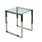 Table d'appoint carrée Plata Import Gen 17"W - Argent-Pieds en métal supportant un plateau en verre,