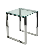 Table d'appoint carrée Plata Import Gen 17"W - Argent-Pieds en métal supportant un plateau en verre,