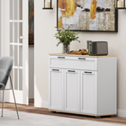 HOMCOM - Buffet moderne 40 po avec tiroirs et portes de rangement - blanc-Matériau : Panneau de particules, MDF 