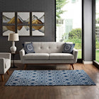 Modway - Frame Treillis marocain de transition Tapis de comédie 8 pi l x 10 pi L - Bleu marocain et ivoire-Protéger les planchers de la circulation ou des meubles