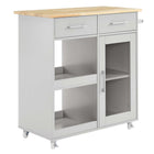 Modway - Culinary Chariot de cuisine avec barre à serviettes, Gris clair naturel-Chariot de cuisine moderne