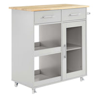 Modway - Culinary Chariot de cuisine avec barre à serviettes, Gris clair naturel-Chariot de cuisine moderne