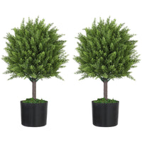 HOMCOM - Plantes artificielles décoratives 21,7 po pour la maison - vert - lot de 2-Deux arbres topiaires en cèdre artificiel rehaussent l’esthétique de la maison 