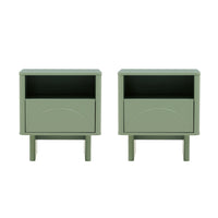 Manhattan Comfort - Ensemble de 2 tables de chevet modernes Ella 100 cm - Vert sauge-Table de nuit moderne pour chambre et salon lot de 2