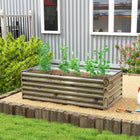 Outsunny - jardinière surélevée galvanisée - effet bois clair-Structure en acier galvanisé assurant durabilité et performance à long terme
