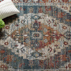 Modway - Tribute Médaillon fleural vintage vieilli Camellia Tapis de comédie 8 pi l x 10 pi L - Multicolore-Dessous en caoutchouc de prise