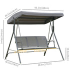 Outsunny - Balancelle de porche 3 places avec auvent réglable, résistante aux intempéries, gris-Grande canopy résistante aux intempéries pour se protéger de la pluie légère, du soleil et des rayons UV
