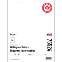 Avery - Étiquettes Imperméables - 3.33 po x 4 - Paquet de 300-Blanc