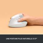Logitech - Lift Souris Ergonomique Verticale - Blanc-57° de pure relaxation : La forme verticale de Lift aide les poignets à bien se sentir au travail, et favorise une posture plus naturelle de l'avant-bras. Confort et productivité toute la journée