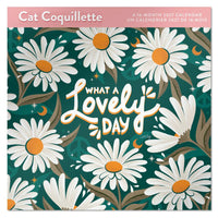Mead - Calendrier décoratif Cat Coq 2027, 12 po x 12 po, bilingue-Présente des illustrations florales joyeuses au style rétro et à la typographie inspirante