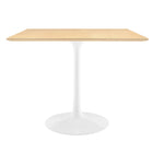 Modway - Lippa 36 po Carré Bois Table à manger, Blanc Naturel-Placage de grains de bois