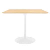 Modway - Lippa 36 po Carré Bois Table à manger, Blanc Naturel-Placage de grains de bois