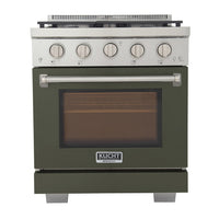 Kucht - 30 po Série KFX-X Cuisinière Pro Style au gaz naturel - Acier inoxydable/Vert olive-Nouveaux brûleurs true simmer pour une cuisson délicate à basse température