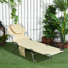 Outsunny - Chaise de bronzage avec ouverture pour le visage - chaise longue pliante à 5 niveaux - beige-Chaise longue de plage pliable pour un rangement compact et une sangle de transport pour faciliter le déplacement