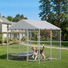 PawHut - Chenil pour chiens couvert 6,6 pi x 6,6 pi x 6,6 pi pour petits et moyens chiens-Acier galvanisé robuste  
