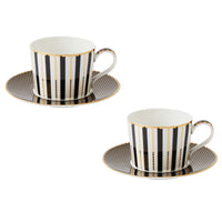 Maxwell & Williams - Tasse à Thé et Soucoupe Noir Régence Forme du Cannette - 240 ml - Paquet de 2-Lavage des mains recommandé