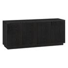 Hudson&Canal - Meuble TV Hanson pour téléviseurs jusqu'à 65 pouces - Grain noir-Comprend deux portes avec armoires fermées et 2 étagères pour un grand espace de rangement
