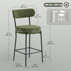 HOMCOM - Tabourets de bar modernes hauteur comptoir 27 po - vert - paquet de 2-Revêtement en velours côtelé doux avec rembourrage en mousse haute densité 
