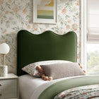Modway - Athena Velours de performance résistant aux taches Tête de lit jumelée, Vert mousse-Rembourrage en mousse dense