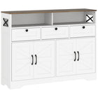 HOMCOM - Buffet armoire de rangement 47,2 po L - blanc-Deux armoires, trois tiroirs et deux étagères ouvertes permettent d’organiser les objets facilement 