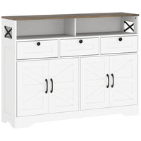 HOMCOM - Buffet armoire de rangement 47,2 po L - blanc-Deux armoires, trois tiroirs et deux étagères ouvertes permettent d’organiser les objets facilement 