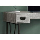 Monarch - Bureau - 48"L/Faux Bois Gris/Metal Noir-1 grand tiroir central  à coulisses de métal et poignée en cuir noir