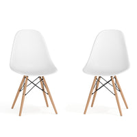 Flash Furniture - 2 pièces Chaise de la série Elon en plastique blanc avec pattes en bois-Ensemble de 2 chaises d'appoint en plastique