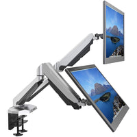 ShoppingAll - Support pour deux moniteurs avec 2 bras pivotants - Argent-Peut accueillir deux moniteurs 15"-32", chaque bras peut supporter un moniteur de 17,6lb/8kg avec des trous de montage VESA de 75mm x75mm ou 100mm x 100mm.