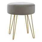 Monarch Specialties - 9003 Pouf - Tissu Gris/Pattes Metal Or-1