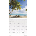 DateWorks - Mini Calendrier Mural 16 Mois des Plages de 2025 - 7 po x 7 po - Anglais-13 images de haute qualité imprimées sur du papier Premium.